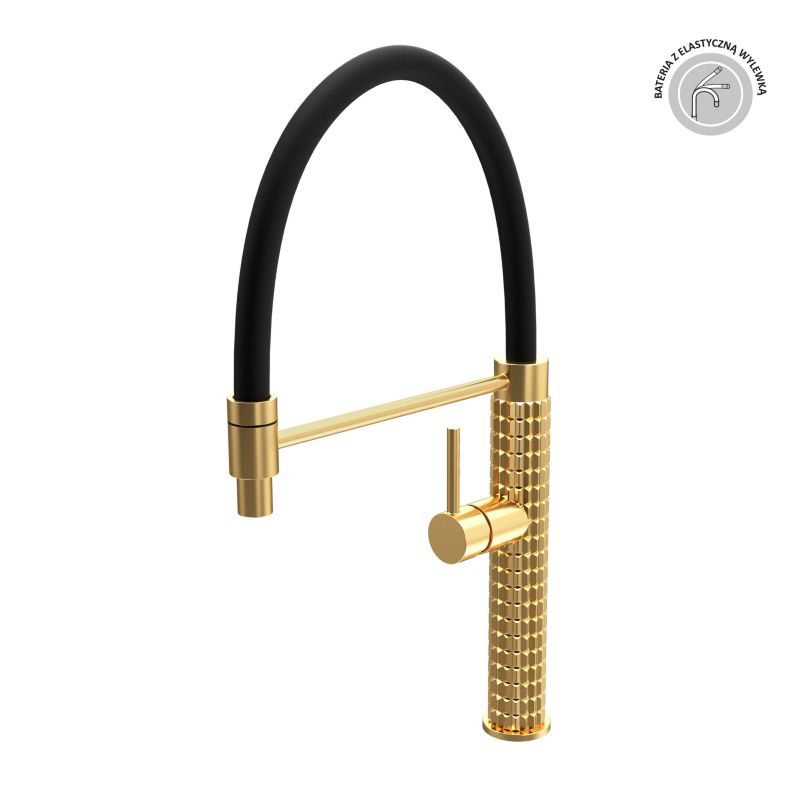 Bateria zlewozmywakowa Milo Glam z wyciąganą wylewką złota