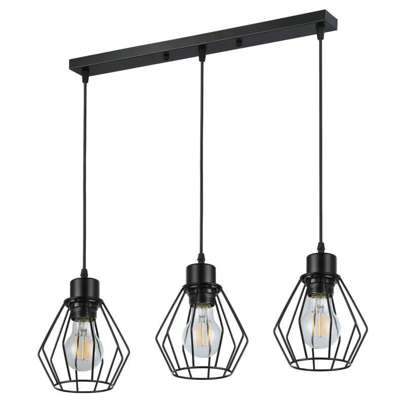 Lampa sufitowa wisząca MasterLED LED E27 potrójna oprawa Otto 105 cm IP20 czarna 1 szt.