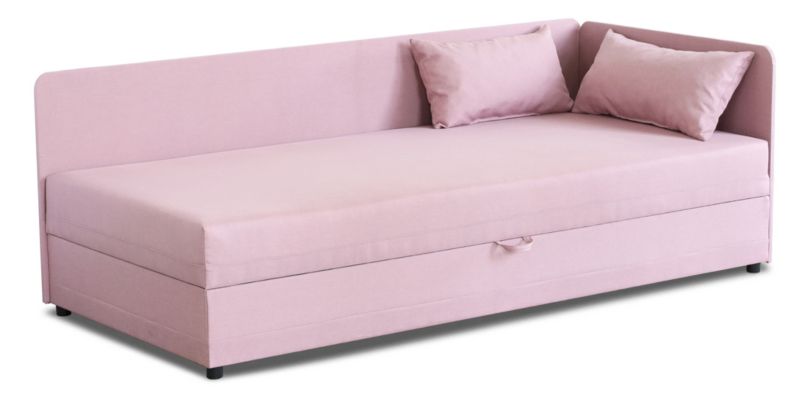 Tapczan jednoosobowy z pojemnikiem Bonni Hirek 90x200 Różowy 1 szt.