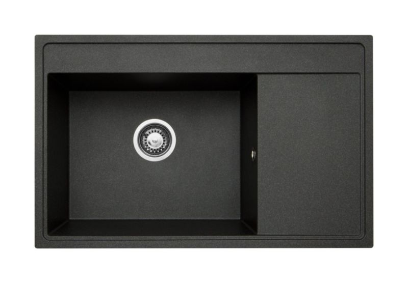 Zlewozmywak granitowy Pyramis Camea czarny 79x50 cm 1 komora wpuszczony 1 szt.