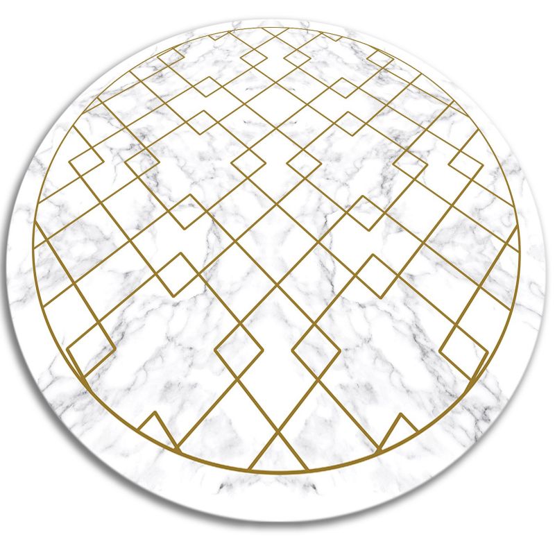 Dywan Tulup Winylowy Okrągły fi90 cm Ozdobione marmurem Do Salonu Dekoracyjny 1 szt.