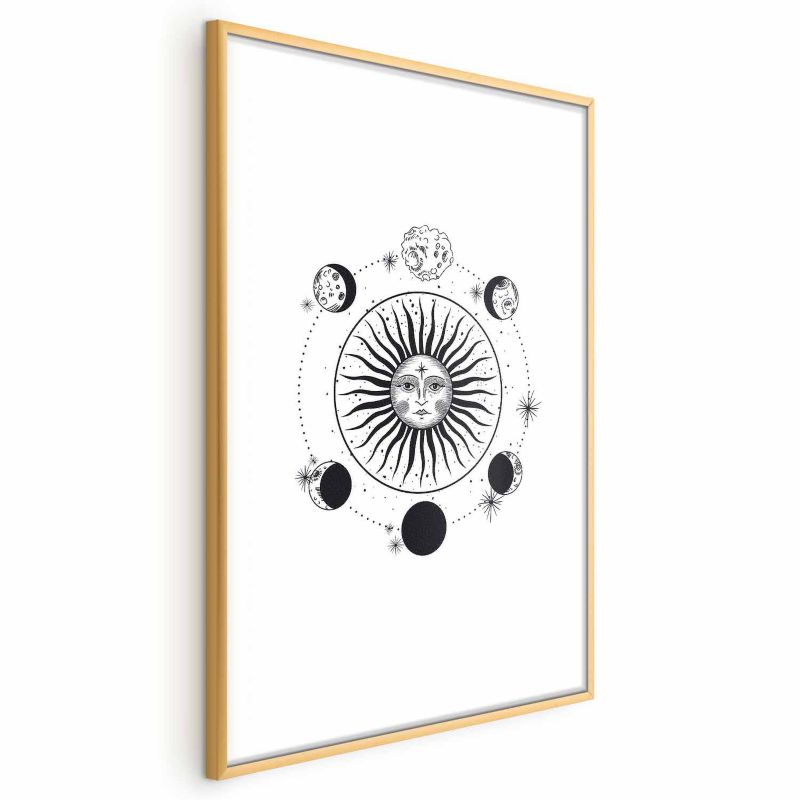 Plakat Artgeist Fazy księżyca 40x60 cm z ramą złotą 1 szt