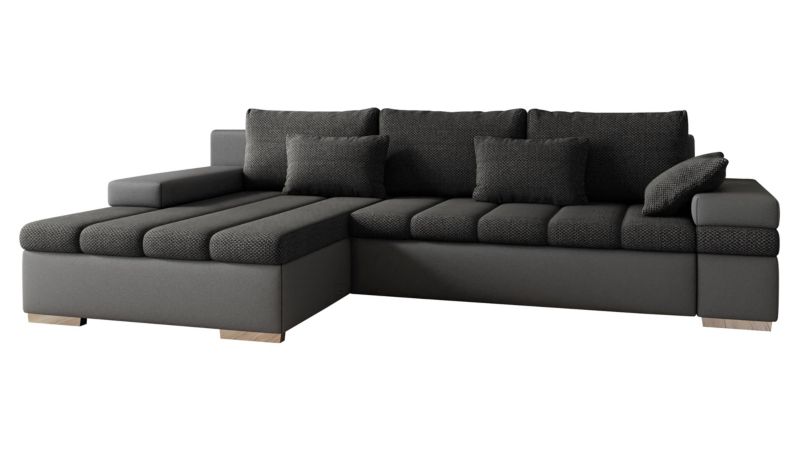 Narożnik z funkcją spania MIRJAN 24 Bangkok lewy ekoskóra mysi szary/czarna plecionka 1 szt.