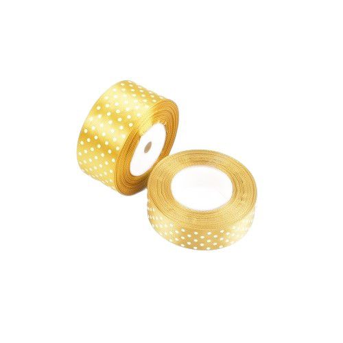 Wstążka satynowa Neopak Tasiemka Złota W Kropki 25mm 22m 1 szt.