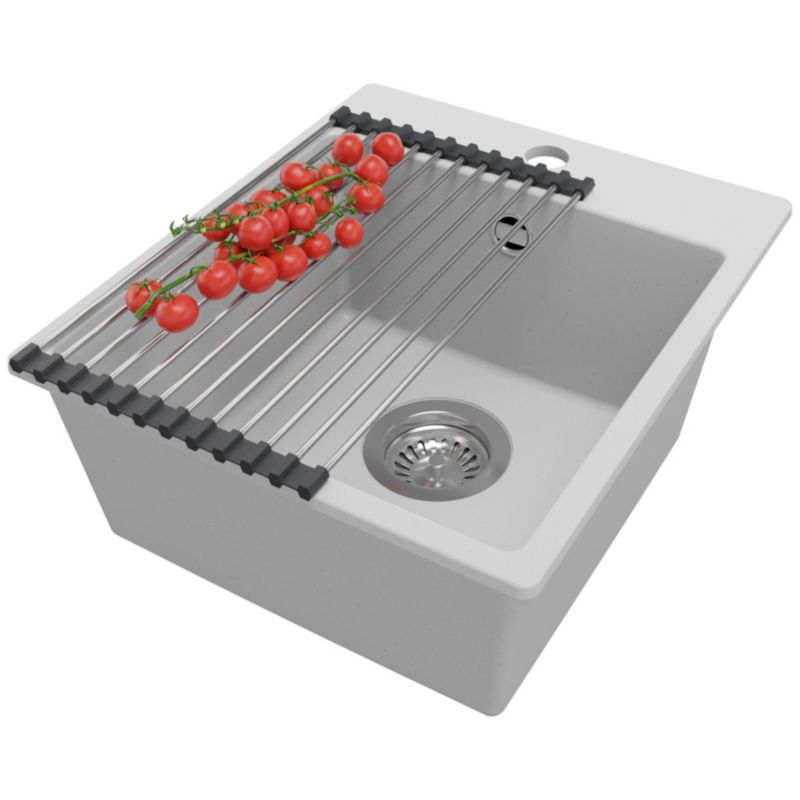 Zlewozmywak Ryga Easy PRIMAGRAN Nablatowy 38x44cm do szafki od 40cm z Syfonem i Dodatkiem Szary 1 szt.