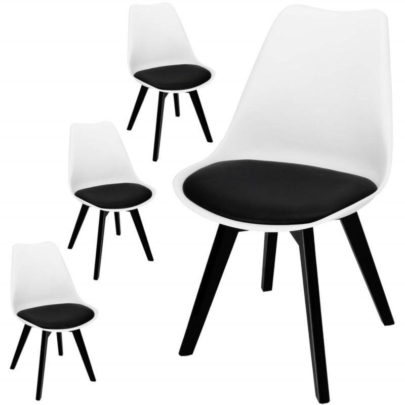 Krzesła do jadalni, kuchni Springos 4 szt. skandynawskie Verde nowoczesne biało-czarne 1 kpl.