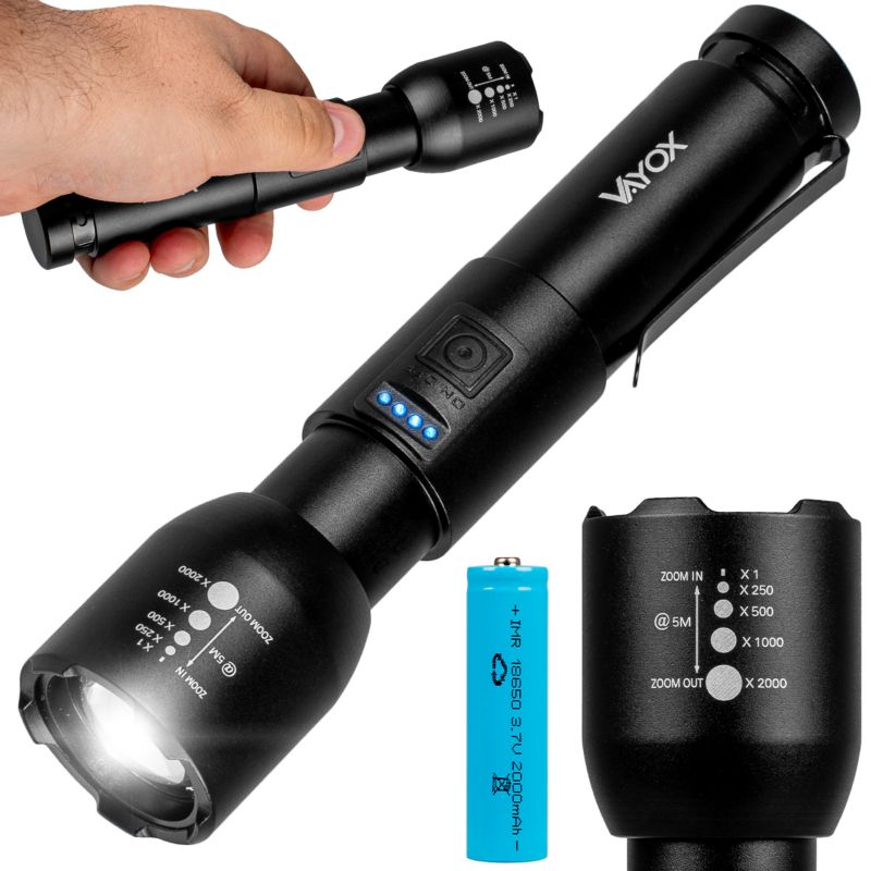 Latarka taktyczna Vayox VA0180 akumulatorowa ZOOM 800lm 1 szt.