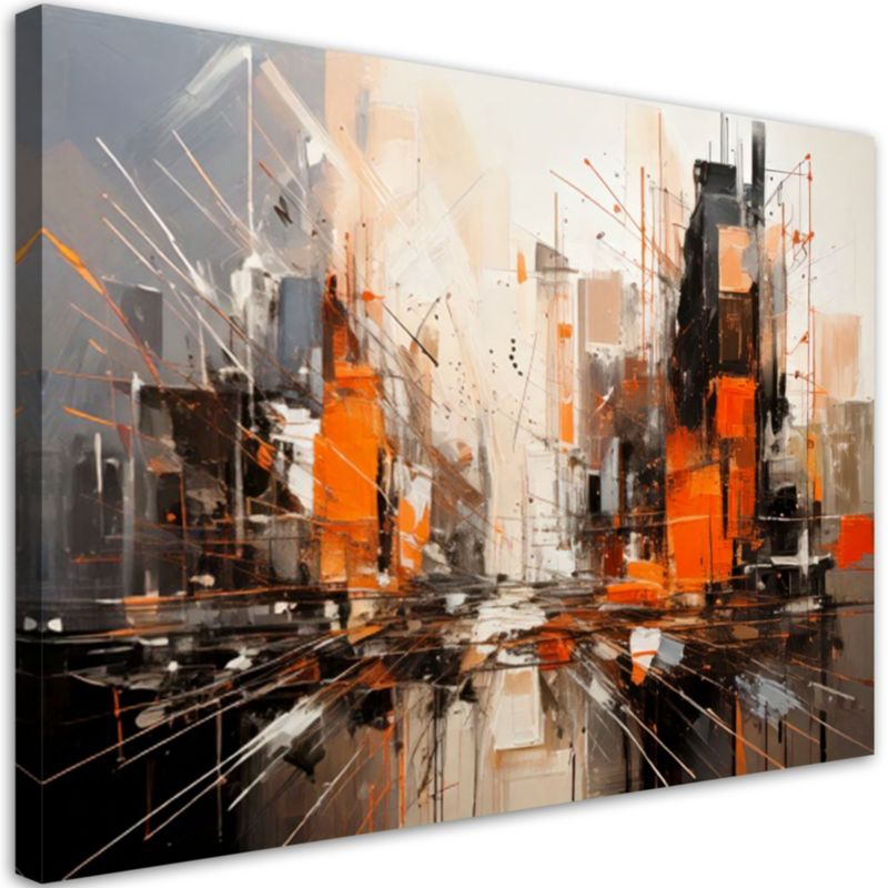 Obraz nowoczesny Feeby Abstrakcjyjne miasto beżowy pomarańczowy 60x40cm 1szt