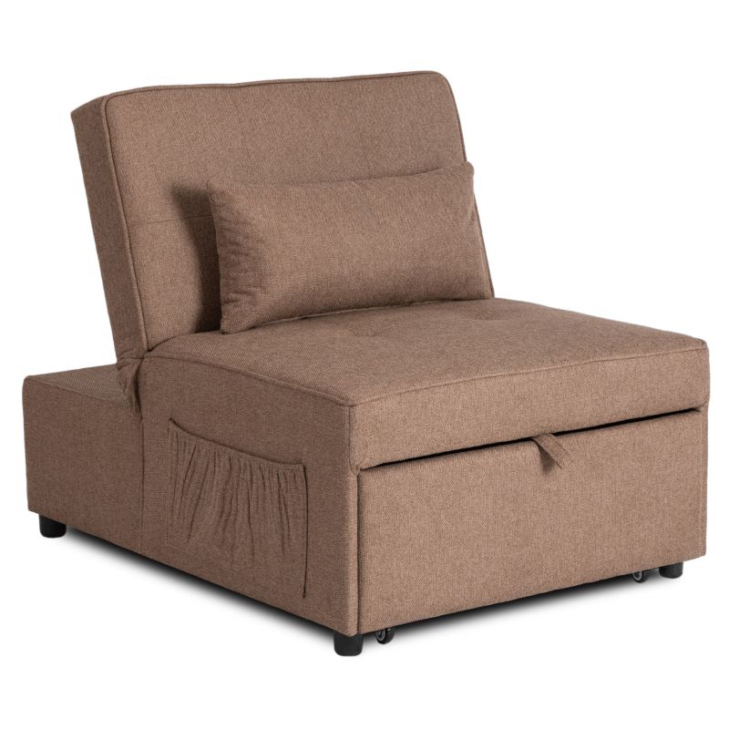 Amerykanka Mebel Elite IBERIS Fotel Rozkładany Sofa Kanapa Do Spania Komfortowy Brązowy 1 szt