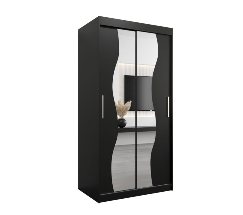 Szafa przesuwna Garderoba Abiks MADRYT 100 czarny mat + czarny mat 1 szt.