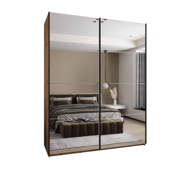 Szafa przesuwna Abiks LUX 2 wysoka szer.200cm artisan/biały/czarny 1szt.