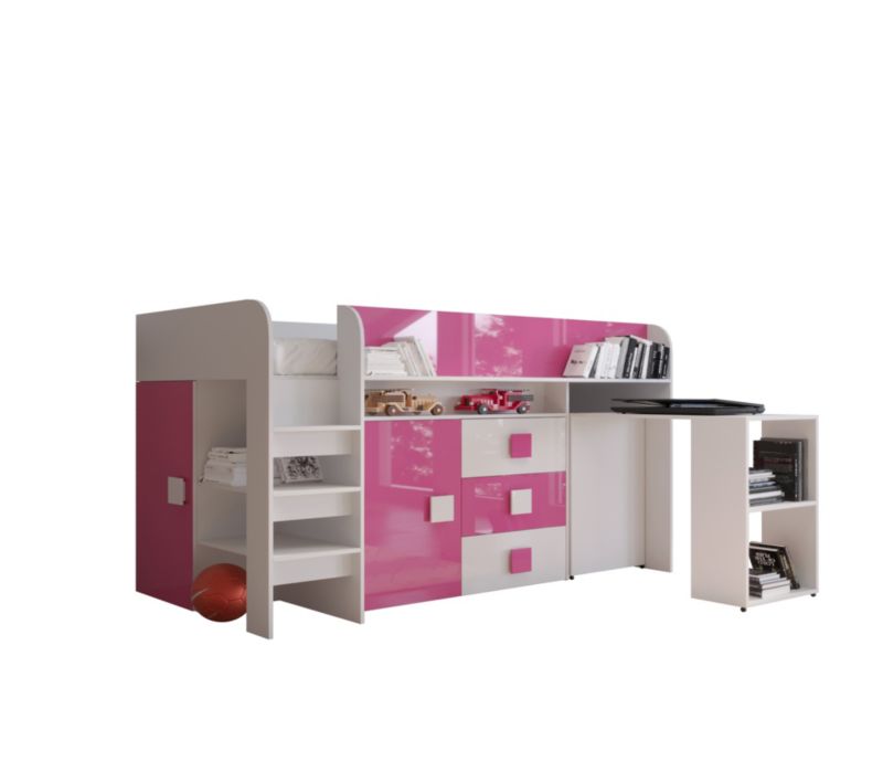 Łóżko piętrowe Antresola Abiks TOLEDO 1 biały + różowy 1 szt.