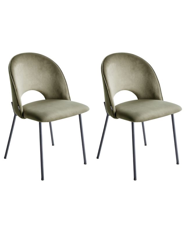 Zestaw 2 krzeseł do jadalni Covelo Welur Ciemnozielony 1 par.