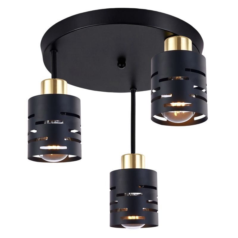 Lampa sufitowa 3 xE27 LED MasterLED Elen wisząca ruchoma czarna złota oprawa kinkiet 1 szt.