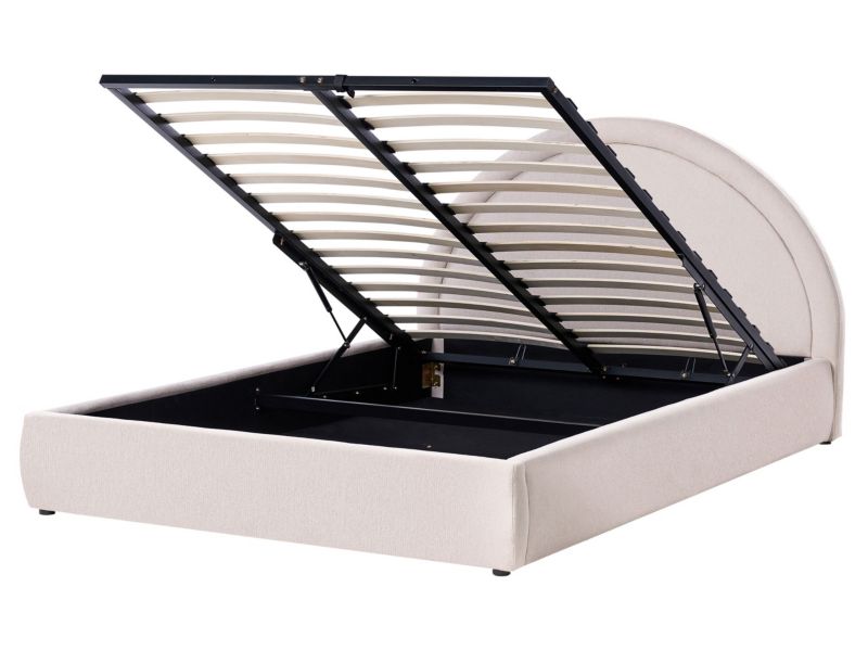 Łóżko z pojemnikiem Mouzon 160 x 200 cm Jasnobeżowy 1 szt.