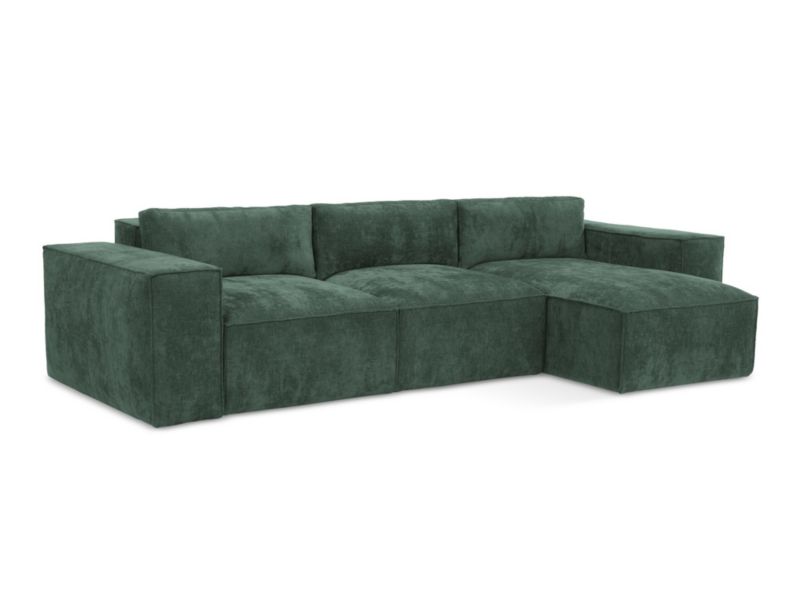Narożnik prawostronny z funkcją spania LaMiaSofa Asti z tkaniny szenilowej 315x160 cm zielony 1 szt.