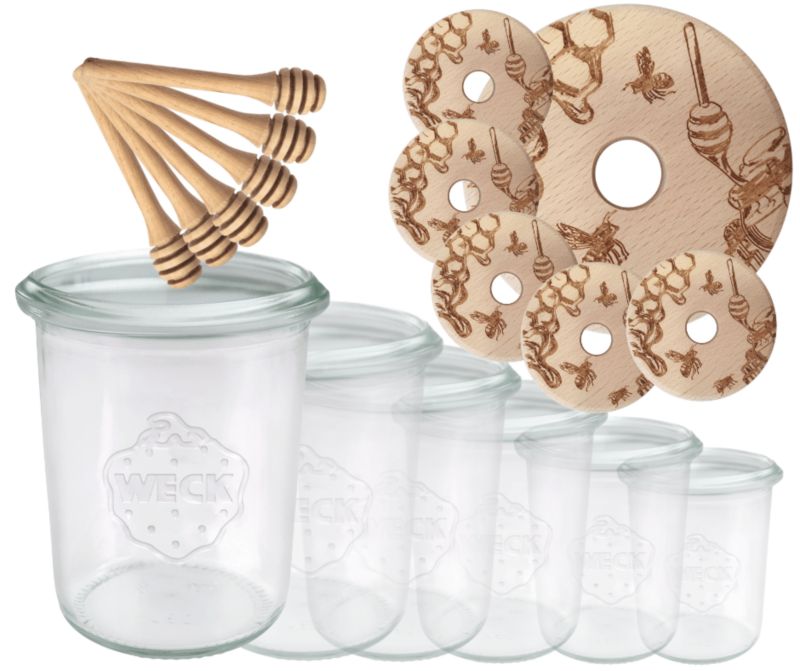Słoiki do miodu MODO24 Weck 160 ml fi 60 mold W2 z nabierakami 6 kpl.