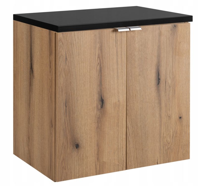 Szafka łazienkowa Furnidea 60 cm Wisząca z Czarnym Blatem Dąb Evoke 2 Drzwi 1 szt.