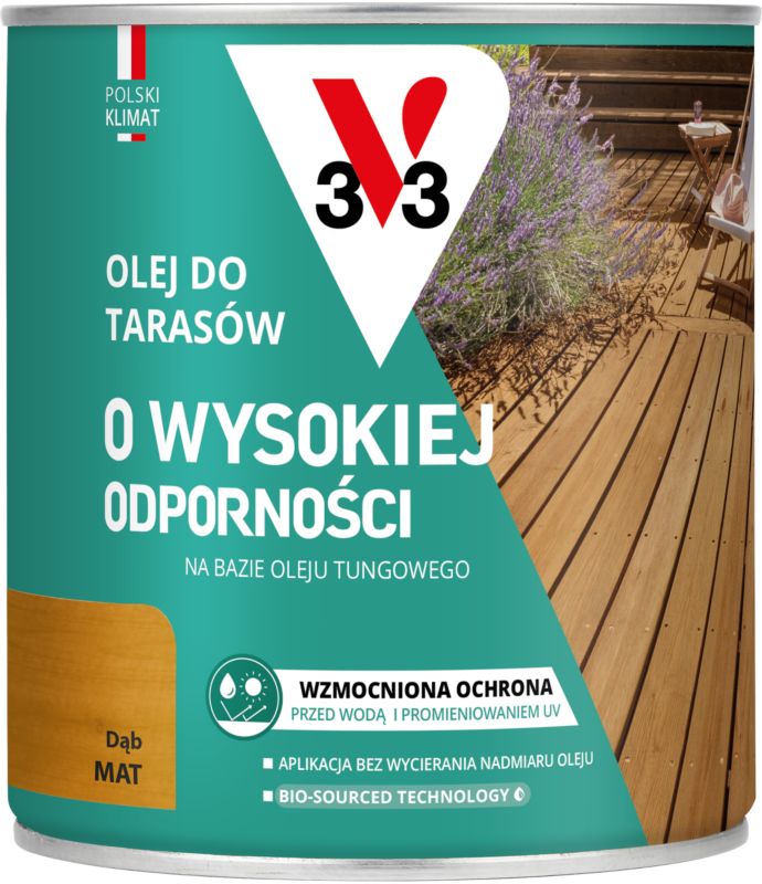 Olej do tarasów o wysokiej odporności V33 dąb 0,75 l