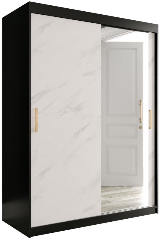 Szafa przesuwna Garderoba Abiks Marmur T2 150 czarny + biały 1 szt.