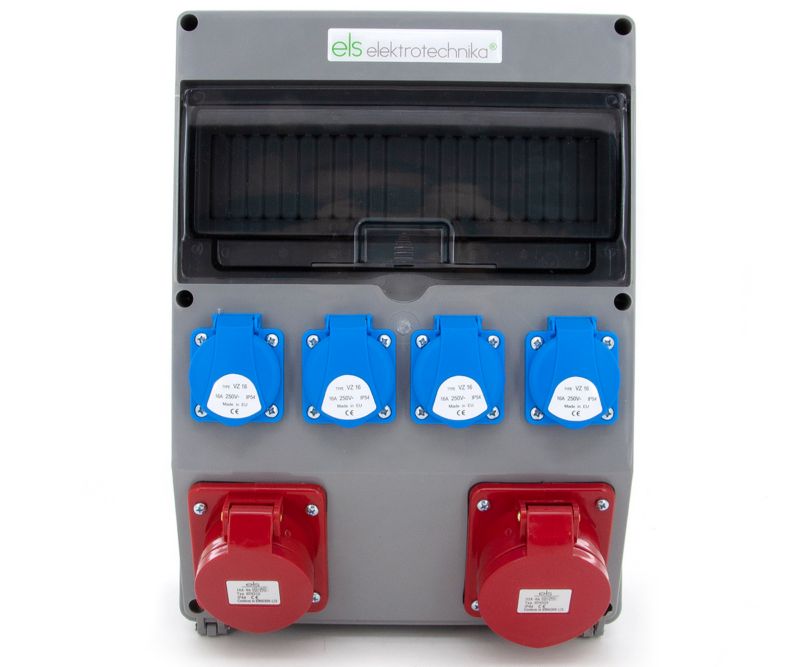 Rozdzielnica rozdzielnia budowlana ELS Elektrotechnika 12NO411 4x230V 16A/5 32A/5 okienko 12M, niewyposażona, okablowana, 1 szt.