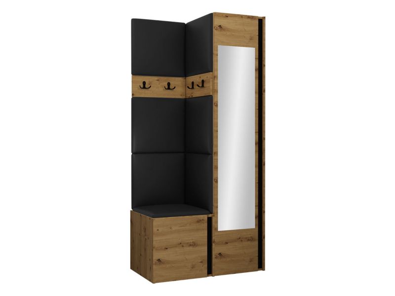 Garderoba MIRJAN 24 Orion XXV dąb artisan/czarny + czarna ekoskóra 1 kpl.