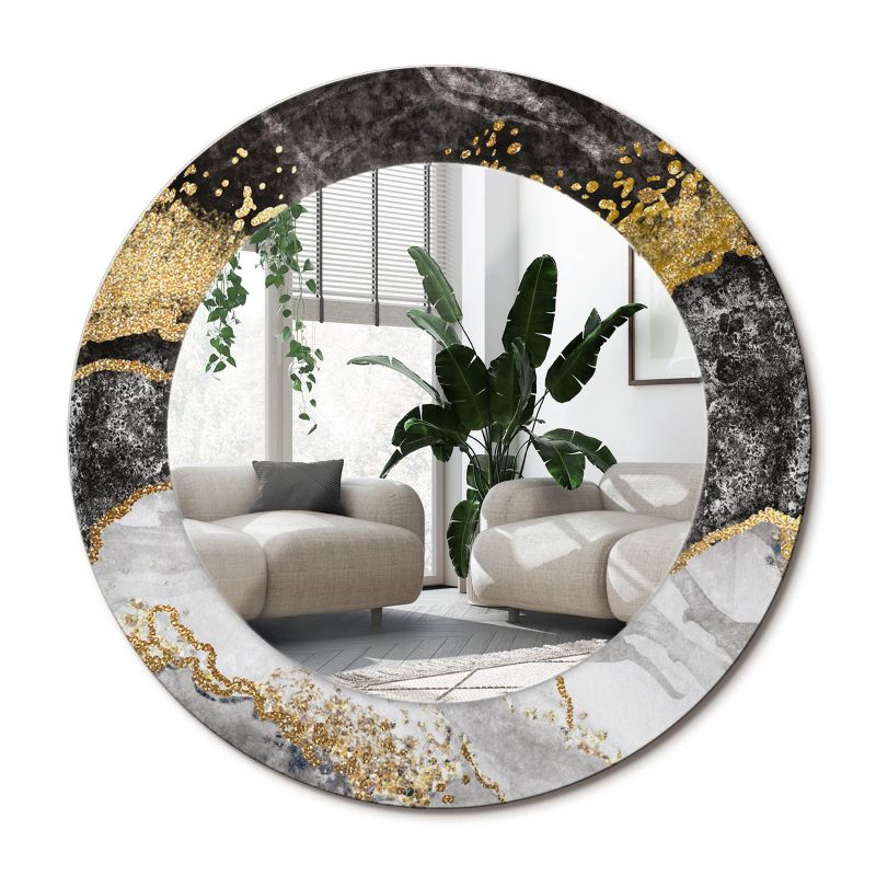 Lustro Okrągłe Tulup Marmur Loft 50 cm Nowoczesne Na Podkładzie 1 szt.