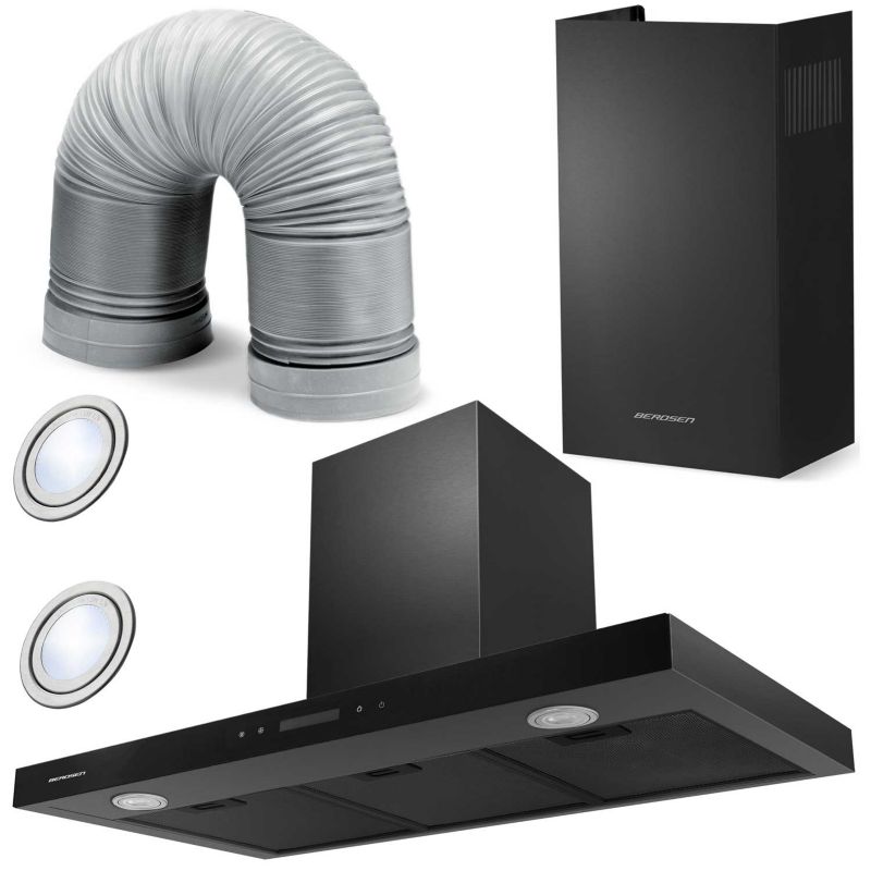 Okap kominowy kuchenny Berdsen BE-90S 90cm pochłaniacz czarny 1szt.