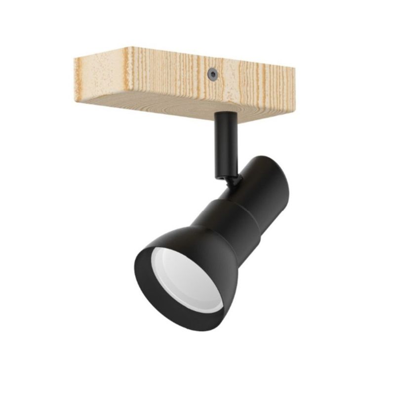 Lampa sufitowa Zuma Line Triest czarny matowa-drewno Listwa z lampami 1 x GU10 x 50W wym: 13 x 10 x 6 cm - 1 szt.