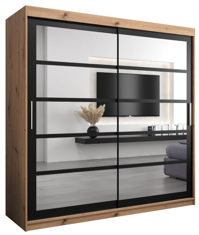 Szafa przesuwna Abiks ROMA 2 200 artisan + czarny mat 1 szt.