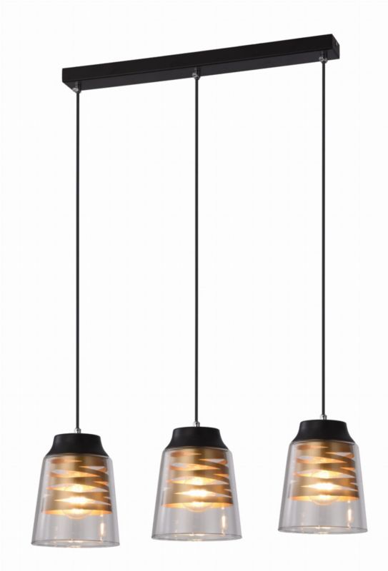 Lampa sufitowa wisząca Candellux Fresno czarno-przezroczysty wym: 120 x 61 x 15,5 cm 3xE27 x 60W 1 szt.