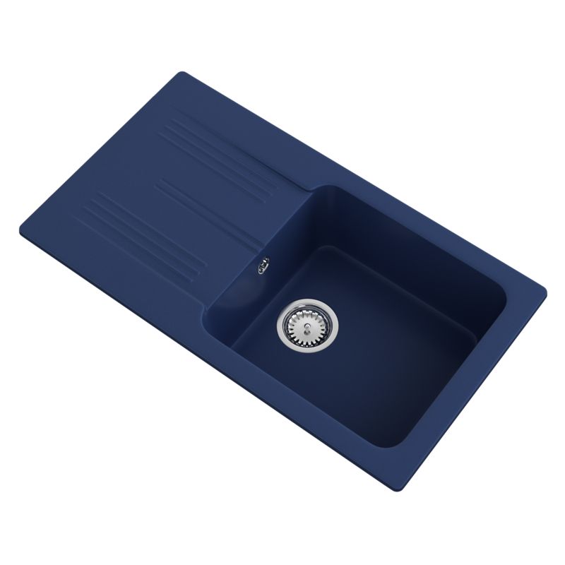 Zlewozmywak Granitowy Ociekacz Granitowy Granitan Niebieski Ada Zestaw Zlew Syfon chrom 1 kpl.