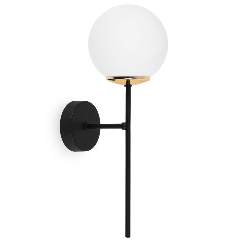 Lampa ścienna kinkiet Light Home LH Siena 1x E14 40W czarny/złoty klosz biały 1szt.