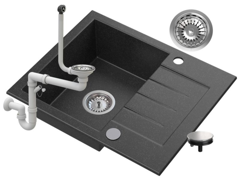 Zlewozmywak Granitowy Granitan Tinos z Syfonem i Ociekaczem 1kpl.