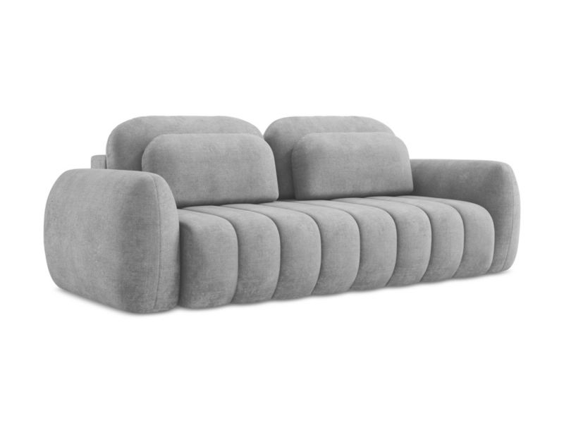 Kanapa 3-osobowa z funkcją spania LaMiaSofa GINOSA z tkaniny szenilowej 266x121 cm jasny szary 1 szt.