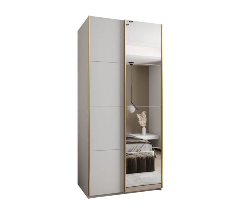 Szafa przesuwna Abiks LUX 3 wysoka szer.120cm biały/biały/złoty 1szt.