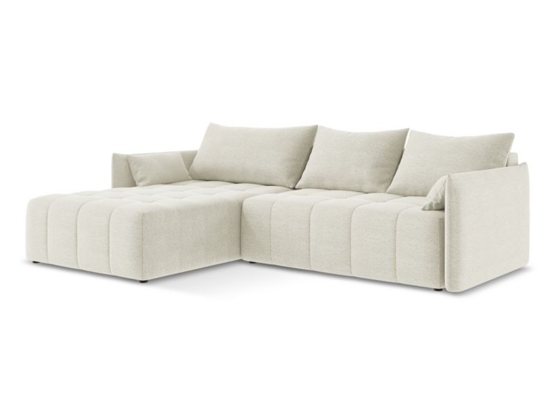 Narożnik lewostronny z funkcją spania LaMiaSofa BOLSENA z tkaniny bouclé 260x180 cm piaskowy 1 szt.