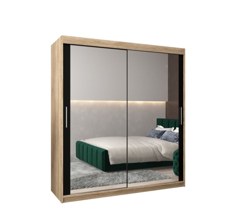 Szafa przesuwna Garderoba Abiks Tokyo 3 180 sonoma + czarny 1 szt.