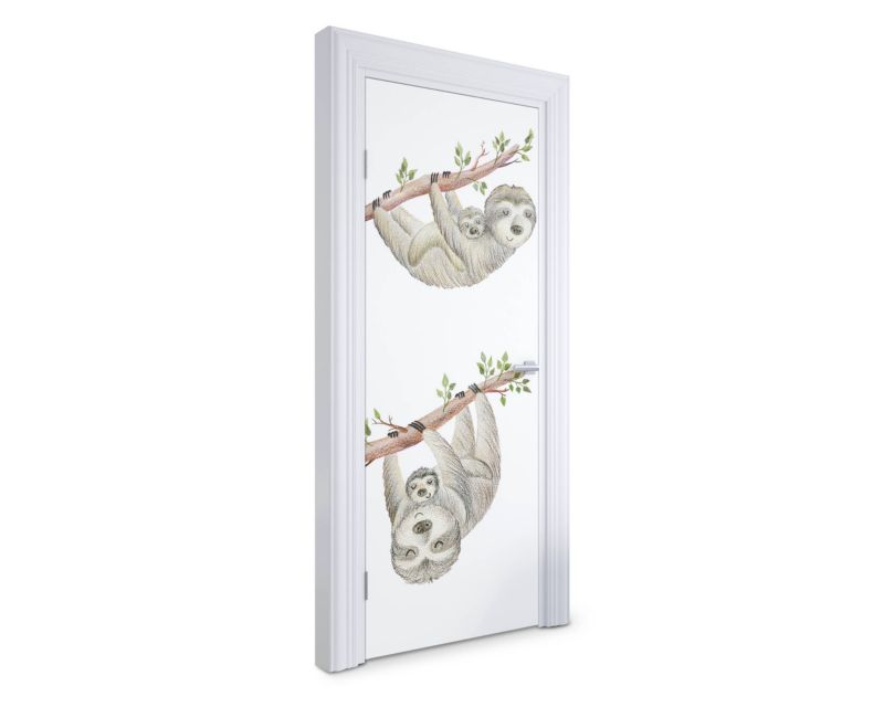 Naklejka na drzwi Wallfluent 75x205 cm Leniwce na gałęzi 1 szt.