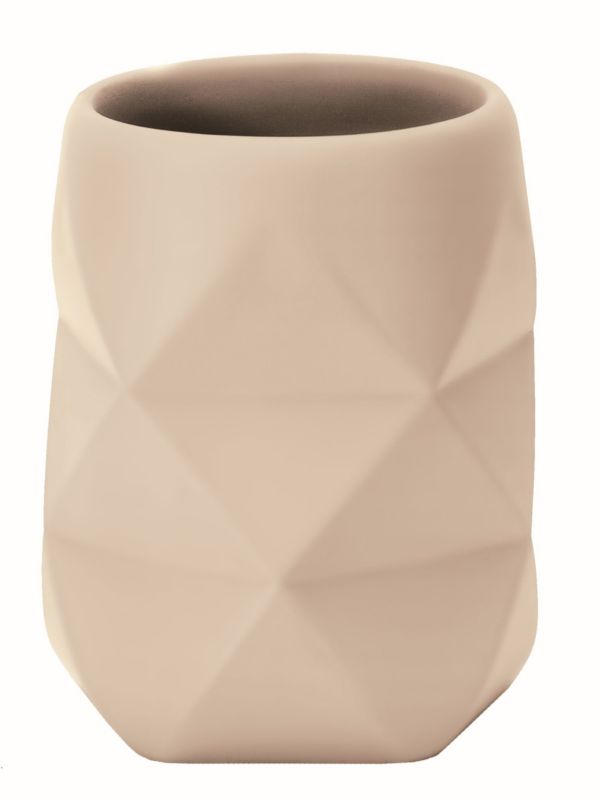 Kubek na szczoteczki Kleine Wolke Crackle kremowy geometryczny design 1 szt.