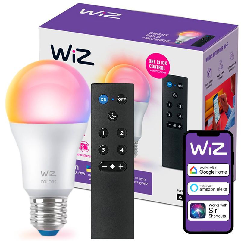 Żarówka LED WiZ E27 A60 8.5W 806lm 2200-6500K RGB TW Inteligentna Smart WiFi Bluetooth Aplikacja z Pilotem 1 szt.
