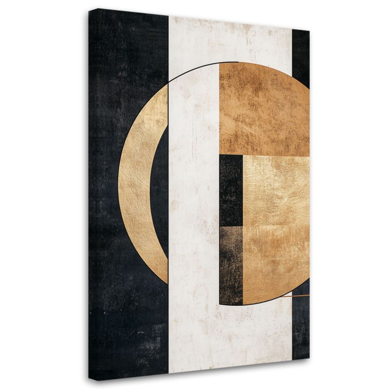 Obraz na płótnie Feeby Abstrakcja Geometryczna Czarno Zlota 80x120cm 1szt