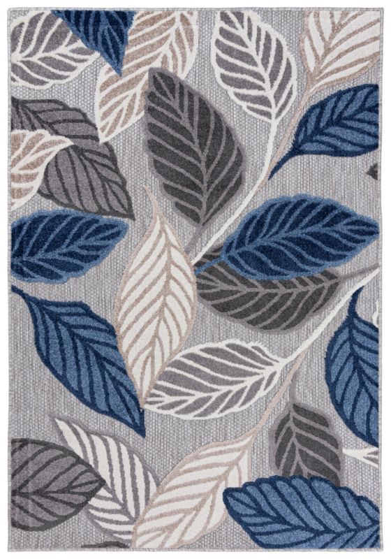 Dywan Zewnętrzny / Wewnętrzny Płaskotkany Aventura EC99B prostokąt Mazovia 80x 150 cm niebieski,szary motyw roślinny 1 szt.