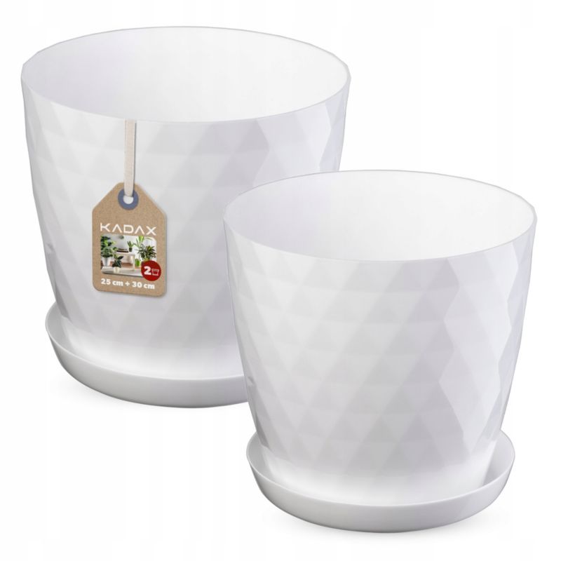Doniczka KADAX + Podstawka Biała Zestaw 25+30cm 1 szt.