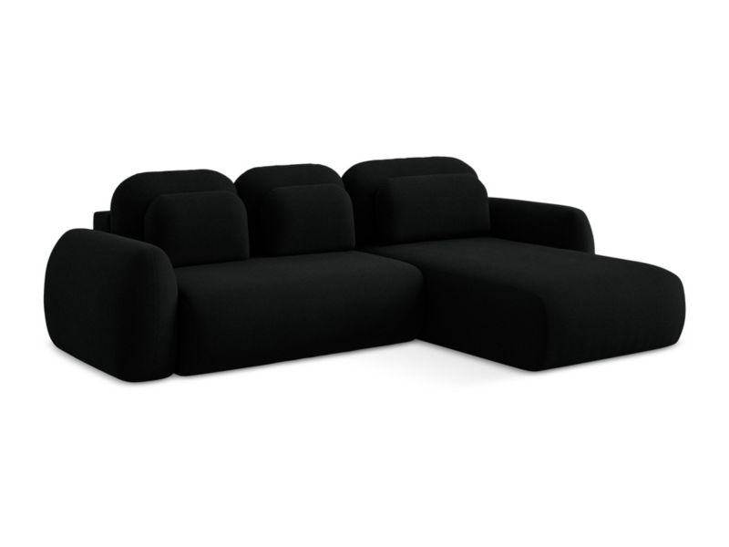 Narożnik prawostronny z funkcją spania LaMiaSofa FERRETTI z tkaniny bouclé 304x190 cm czarny 1 szt.