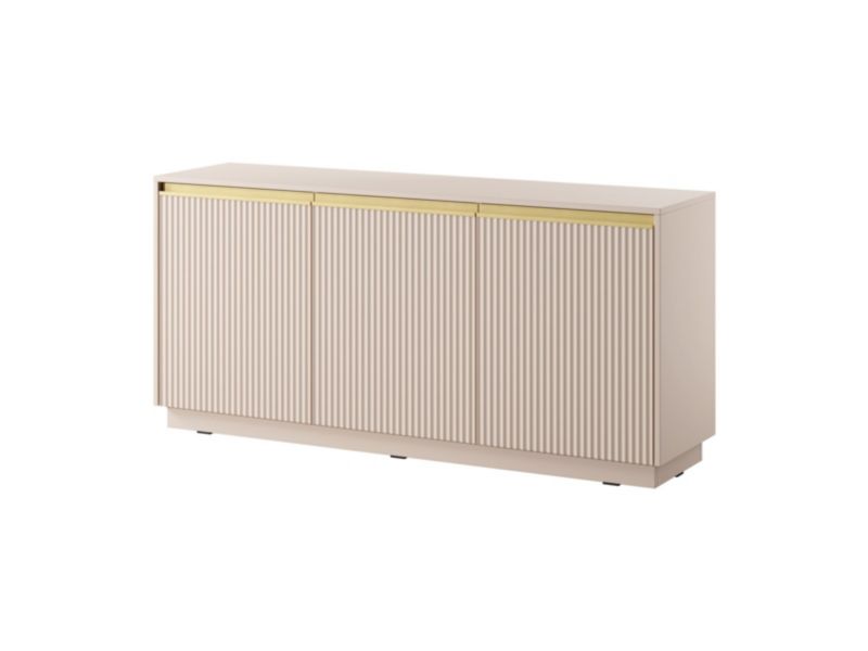 Komoda trzydrzwiowa Bettso Roy 154 cm z ryflowanymi frontami beżowy 1szt.