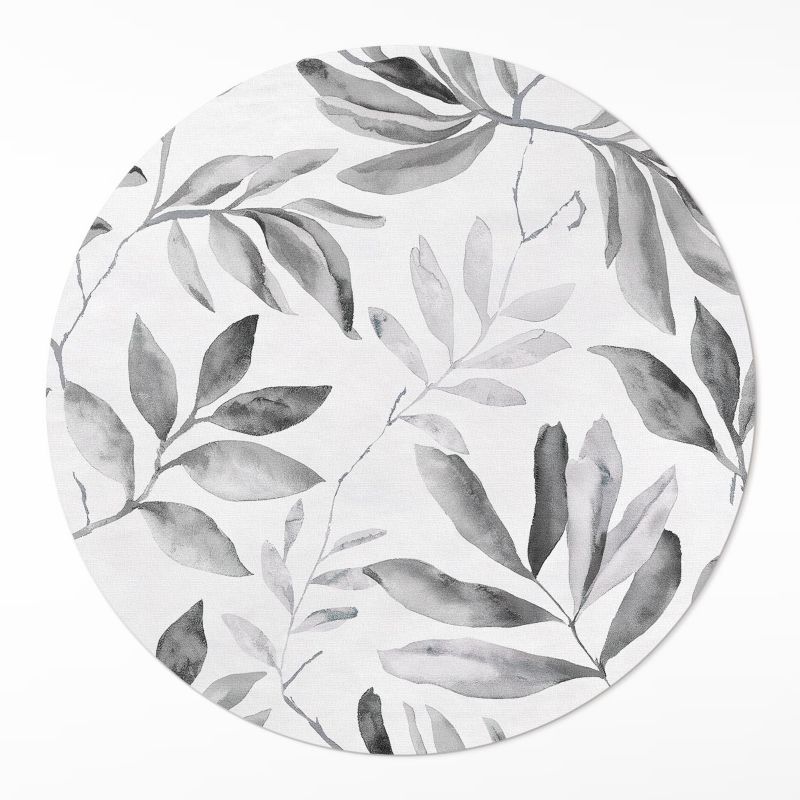 Okrągły Dywan Winylowy Wallfluent fi50 cm Delikatne liście w stylu boho 1 szt.