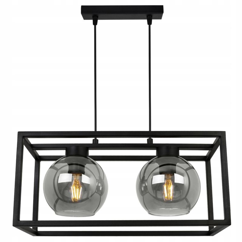 Lampa sufitowa wisząca Light Home LH Haga Cage 2x E27 60W szkło grafit 1szt.