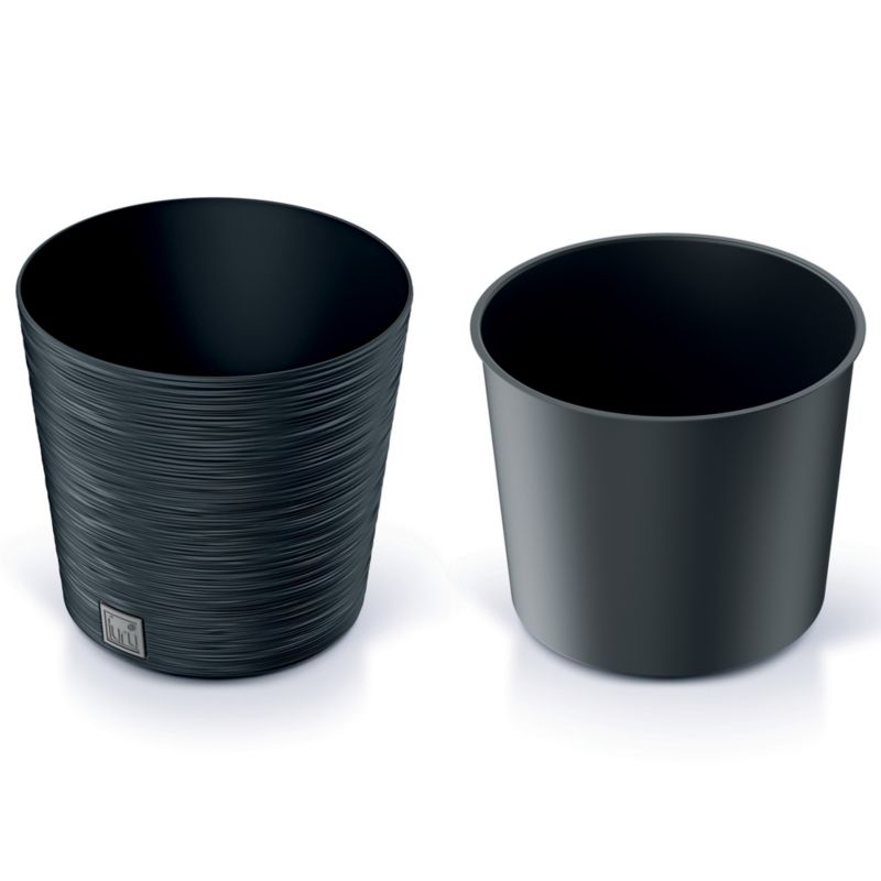 Doniczka EDANTI Ogrodowa 25 cm Okrągła Na Taras Do Ogrodu Domu Antracytowa 1 szt.