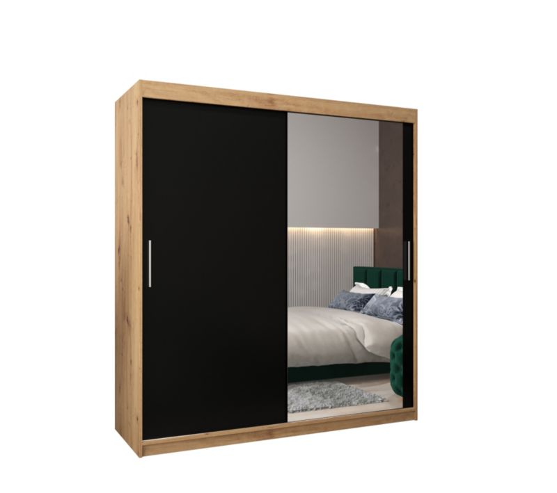 Szafa przesuwna Garderoba Abiks Tokyo 2 180 artisan + czarny 1 szt.